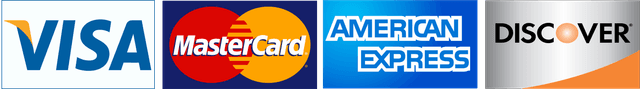 We accept Visa, MasterCard, American Express, and Discover